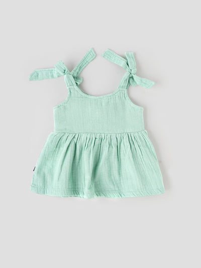 Popees Heart Printed Sleeveless Shoulder Tie Dress (0-9 Months) for Baby Girls