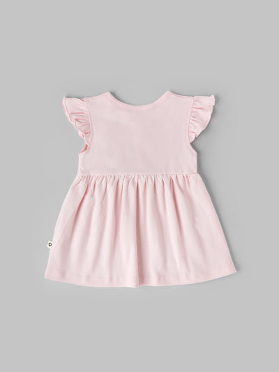 Popees Girls Short-Sleeve Front Open Dress (0-9 Months) Made of Organic Bamboo Cotton Fabric