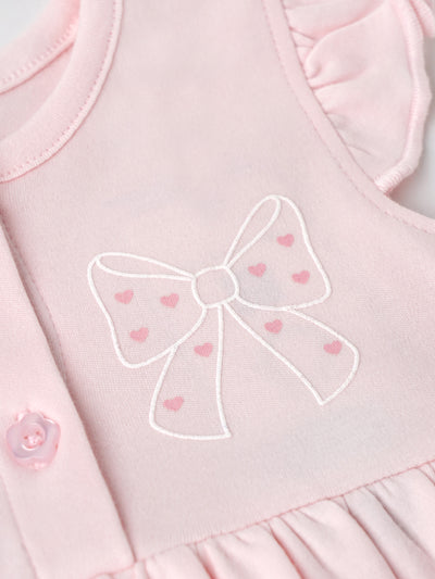 Popees Girls Short-Sleeve Front Open Dress (0-9 Months) Made of Organic Bamboo Cotton Fabric