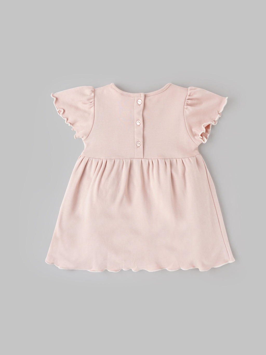 Popees Short-Sleeve Back Open Dress Made of Organic Bamboo Cotton Fabric (0-9 Months) for Baby Girls