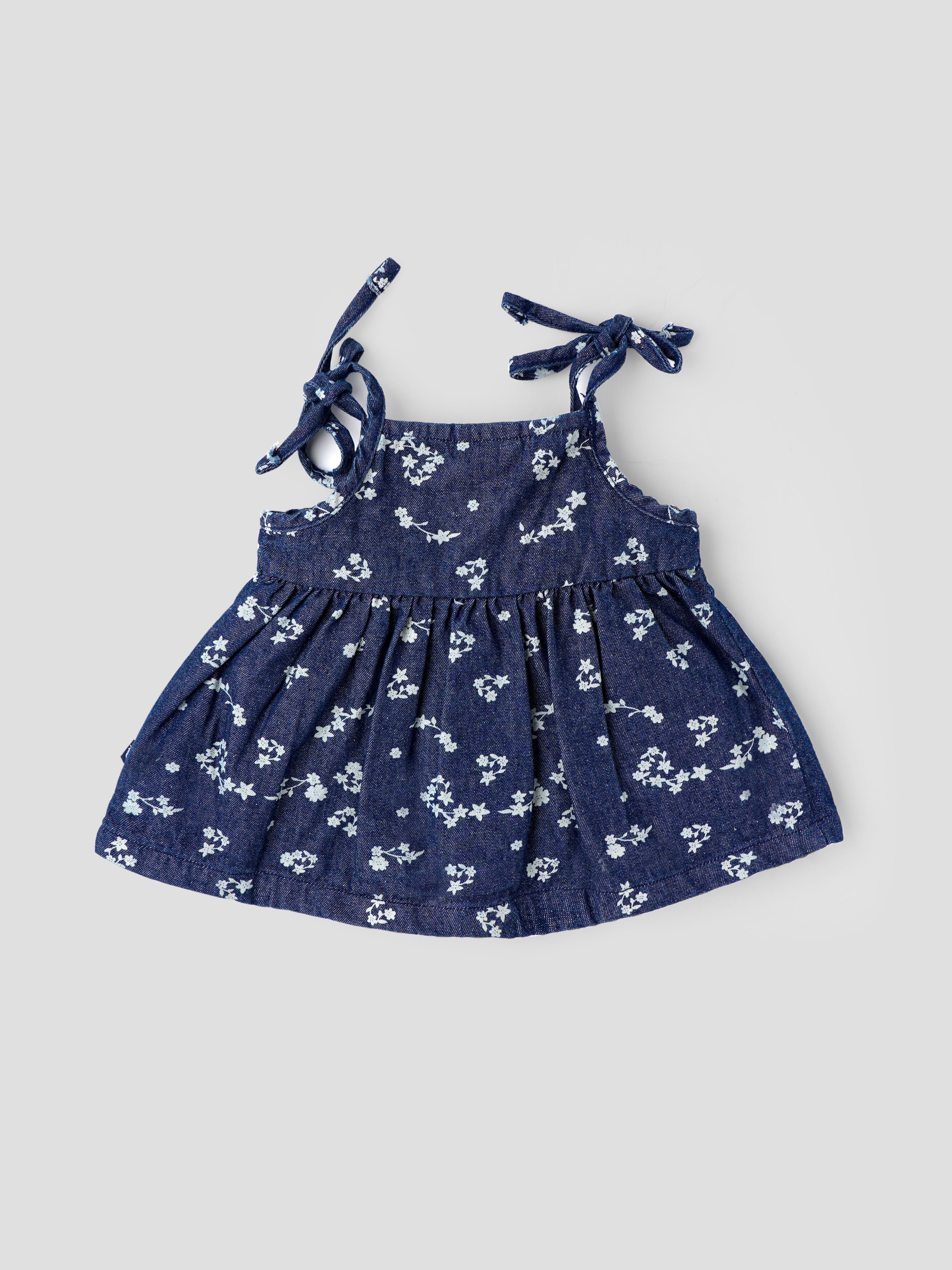 Popees Baby Girls Denim Dress| Blue| Newborn To 9 Months 1-3 M Popees Baby Girls Denim Dress| Blue| Newborn To 9 Months 1-3 M