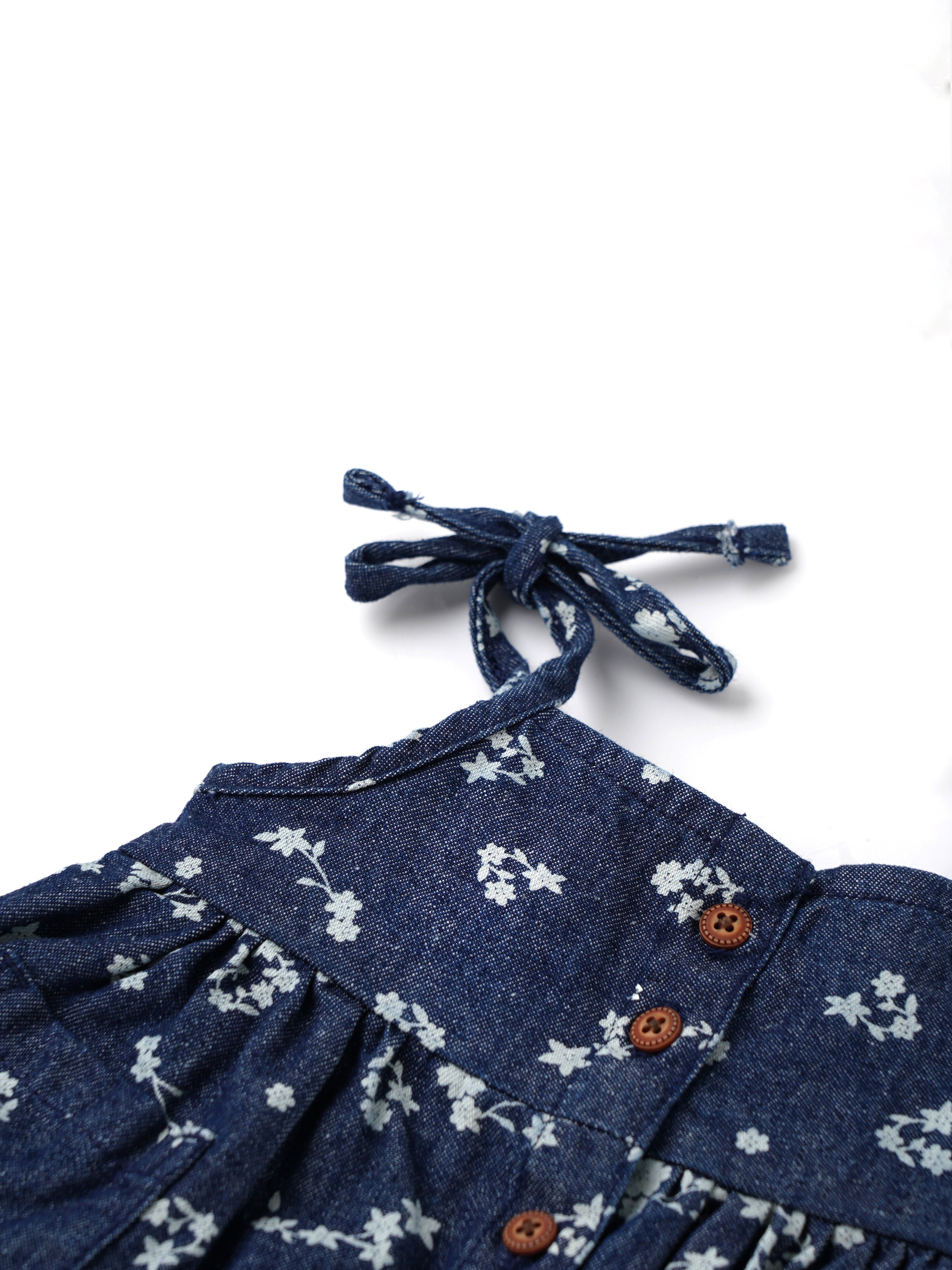 Popees Baby Girls Denim Dress| Blue| Newborn To 9 Months