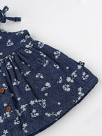 Popees Baby Girls Denim Dress| Blue| Newborn To 9 Months