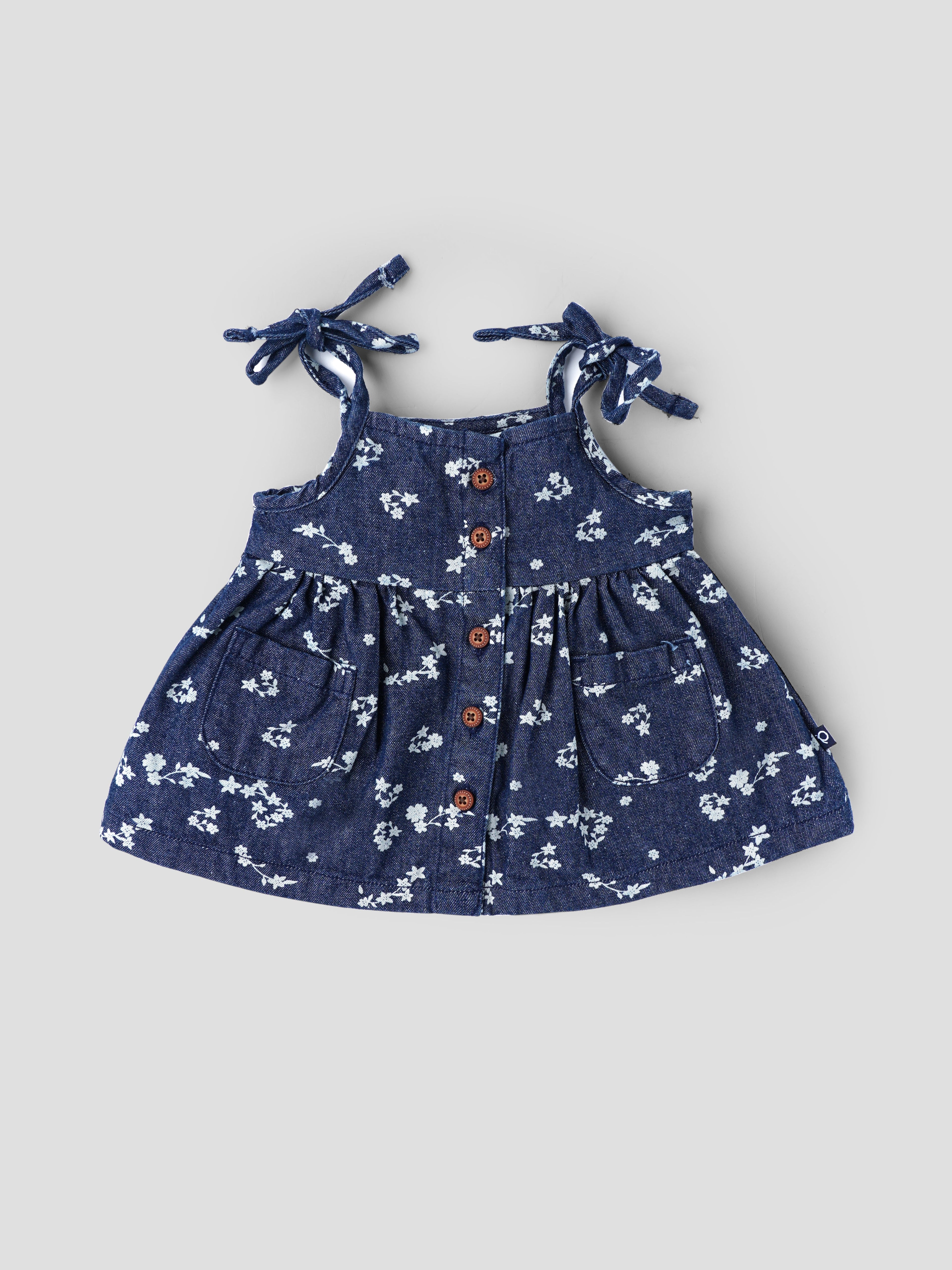 Popees Baby Girls Denim Dress| Blue| Newborn To 9 Months 1-3 M Popees Baby Girls Denim Dress| Blue| Newborn To 9 Months 1-3 M