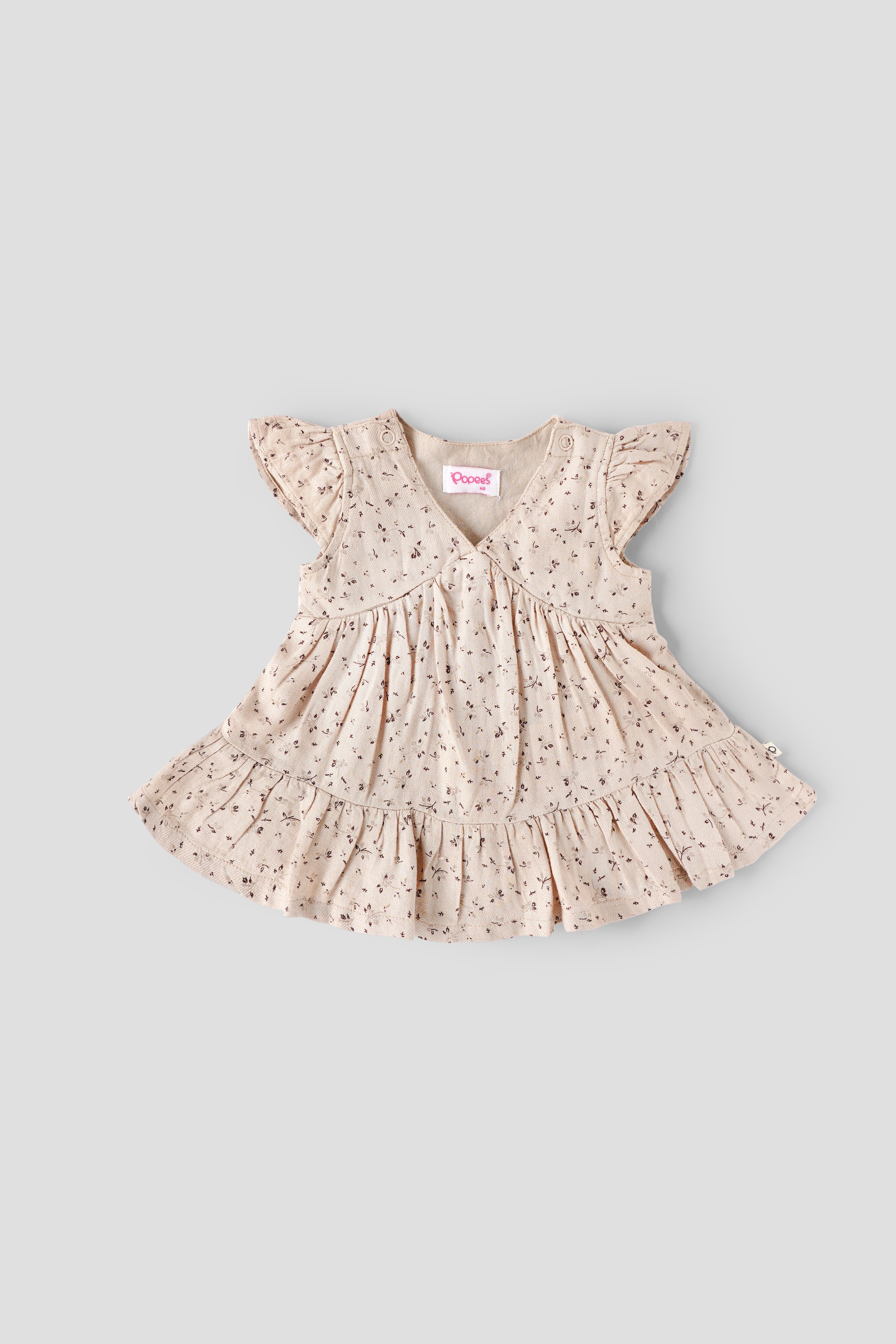 Popees Baby Girls Floral Printed Cotton Dress| Soft Summer Outfit| Newborn–9 Months