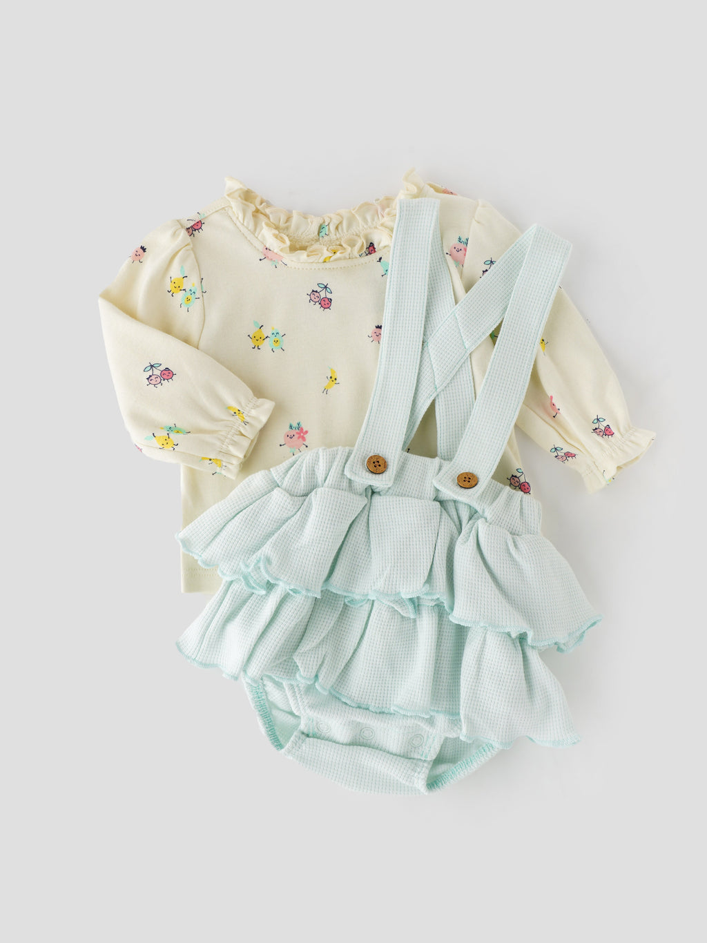 Popees Stylish Dungaree Style Bodysuit (0-9 Months) for Newborn Girls