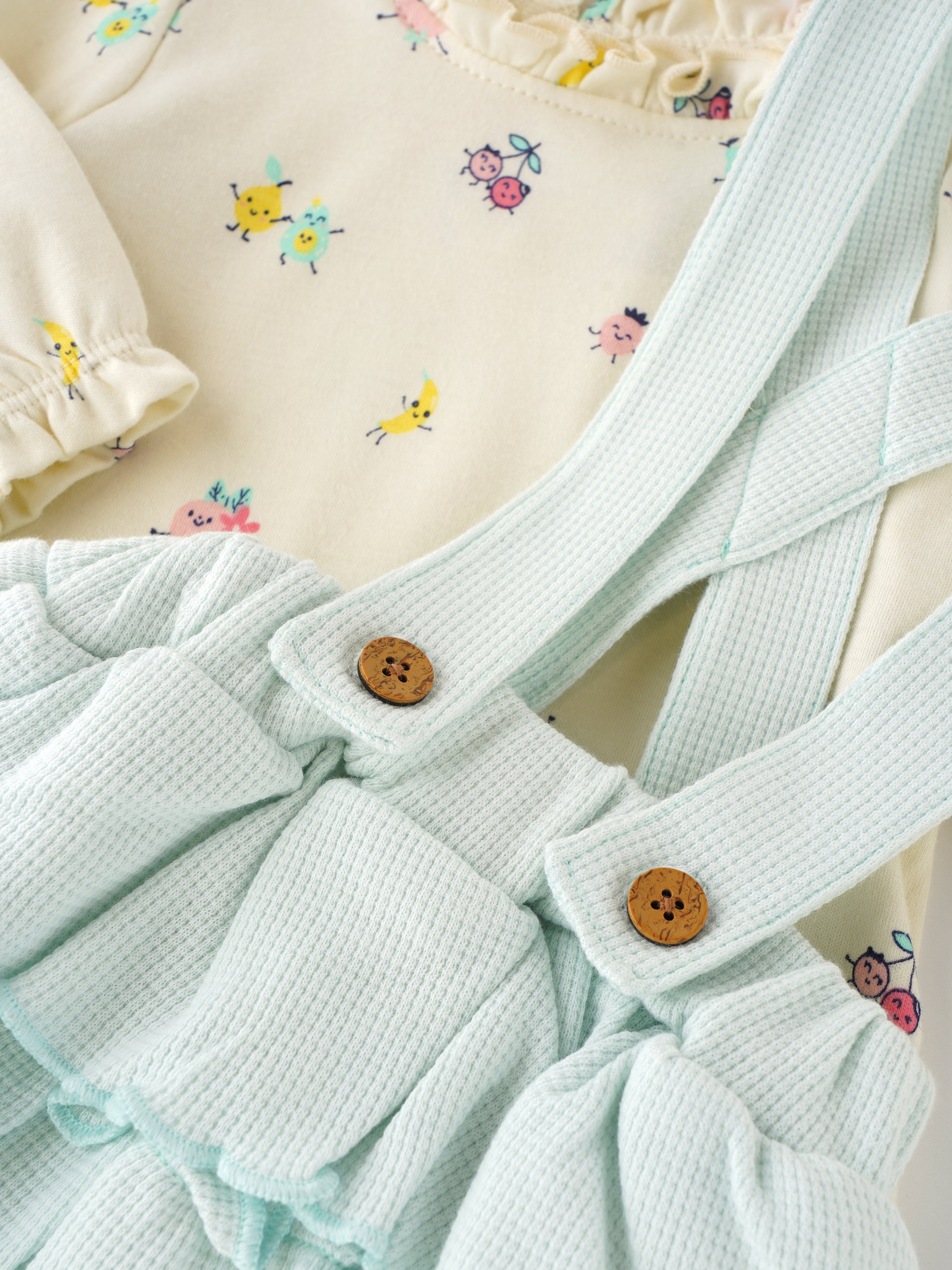 Popees Stylish Dungaree Style Bodysuit (0-9 Months) for Newborn Girls