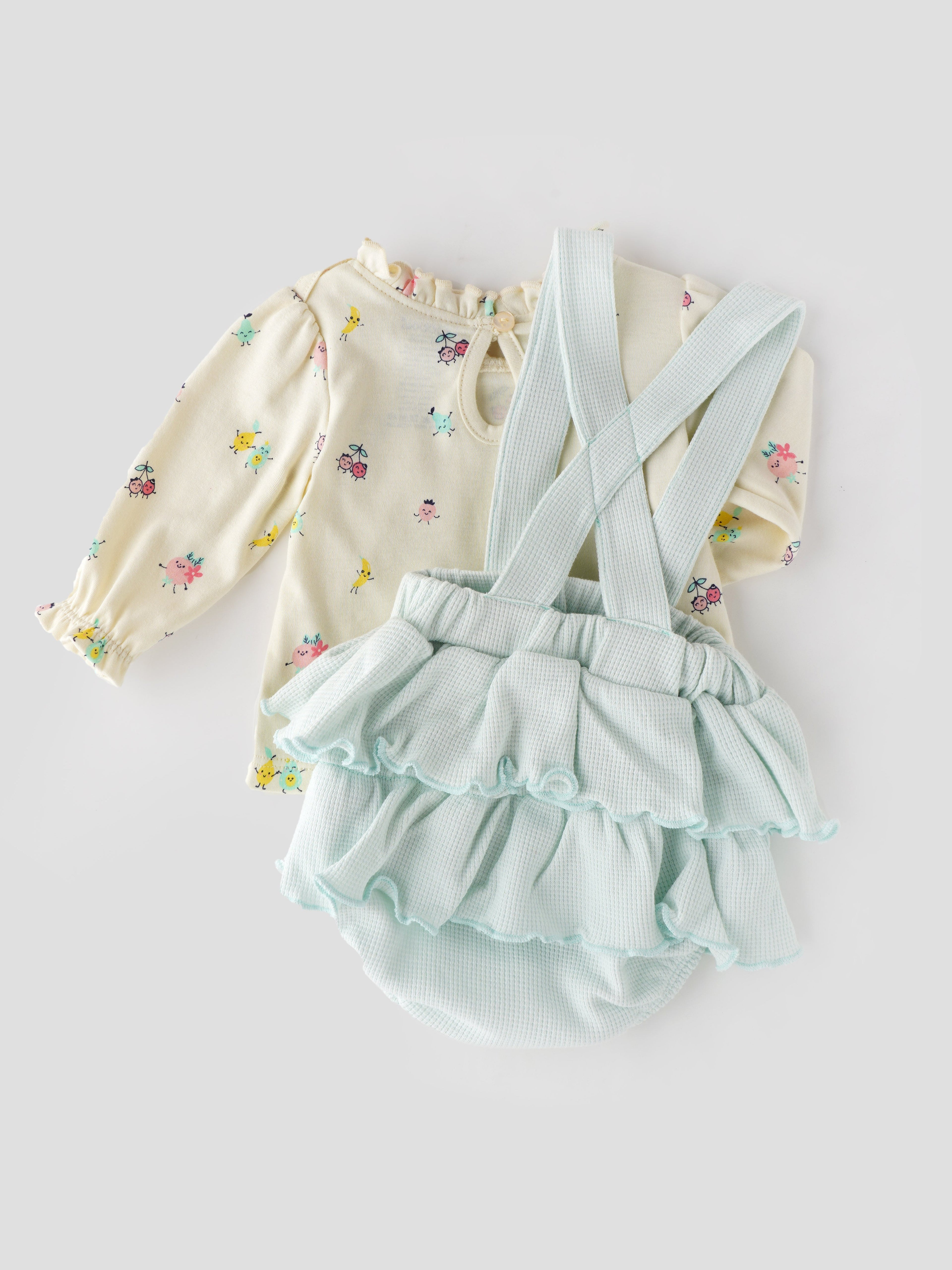 Popees Stylish Dungaree Style Bodysuit (0-9 Months) for Newborn Girls