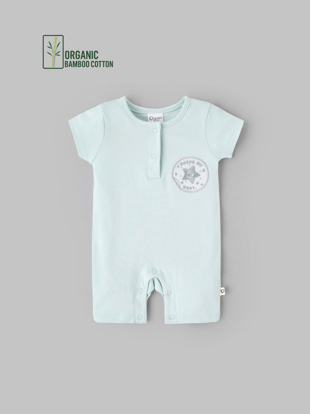 Popees Girls Short-Sleeve Front Open Romper (0-6 Months) Made of Organic Bamboo Cotton Fabric