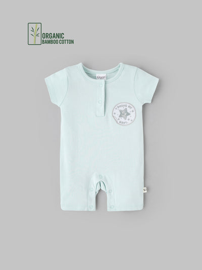 Popees Girls Short-Sleeve Front Open Romper (0-6 Months) Made of Organic Bamboo Cotton Fabric