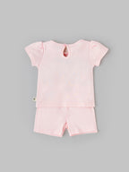 Popees Short Sleeve Back Open Co-ord Set (0-9 Months)For Girls Made of Organic Bamboo Cotton Fabric