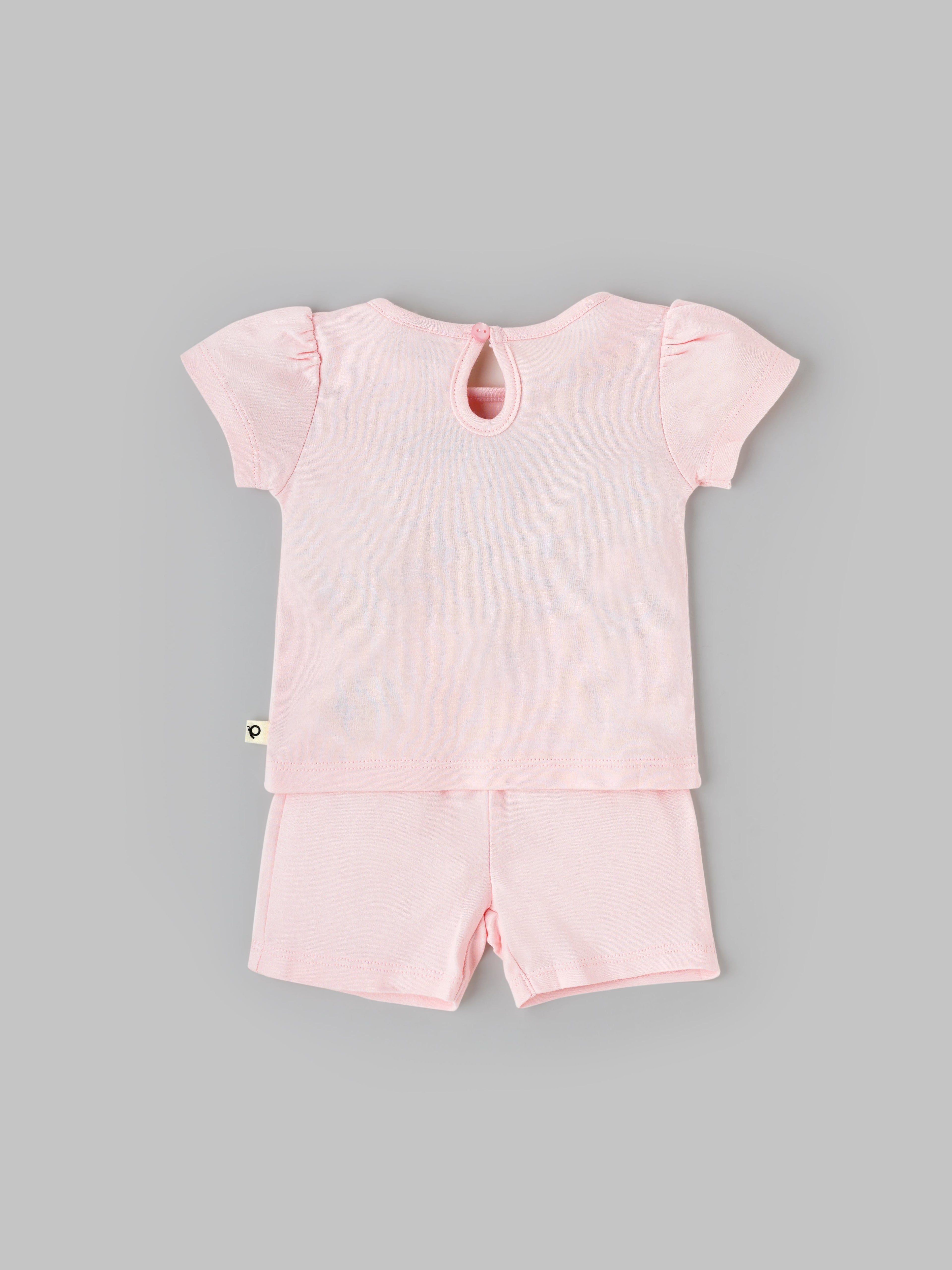 Popees Short Sleeve Back Open Co-ord Set (0-9 Months)For Girls Made of Organic Bamboo Cotton Fabric