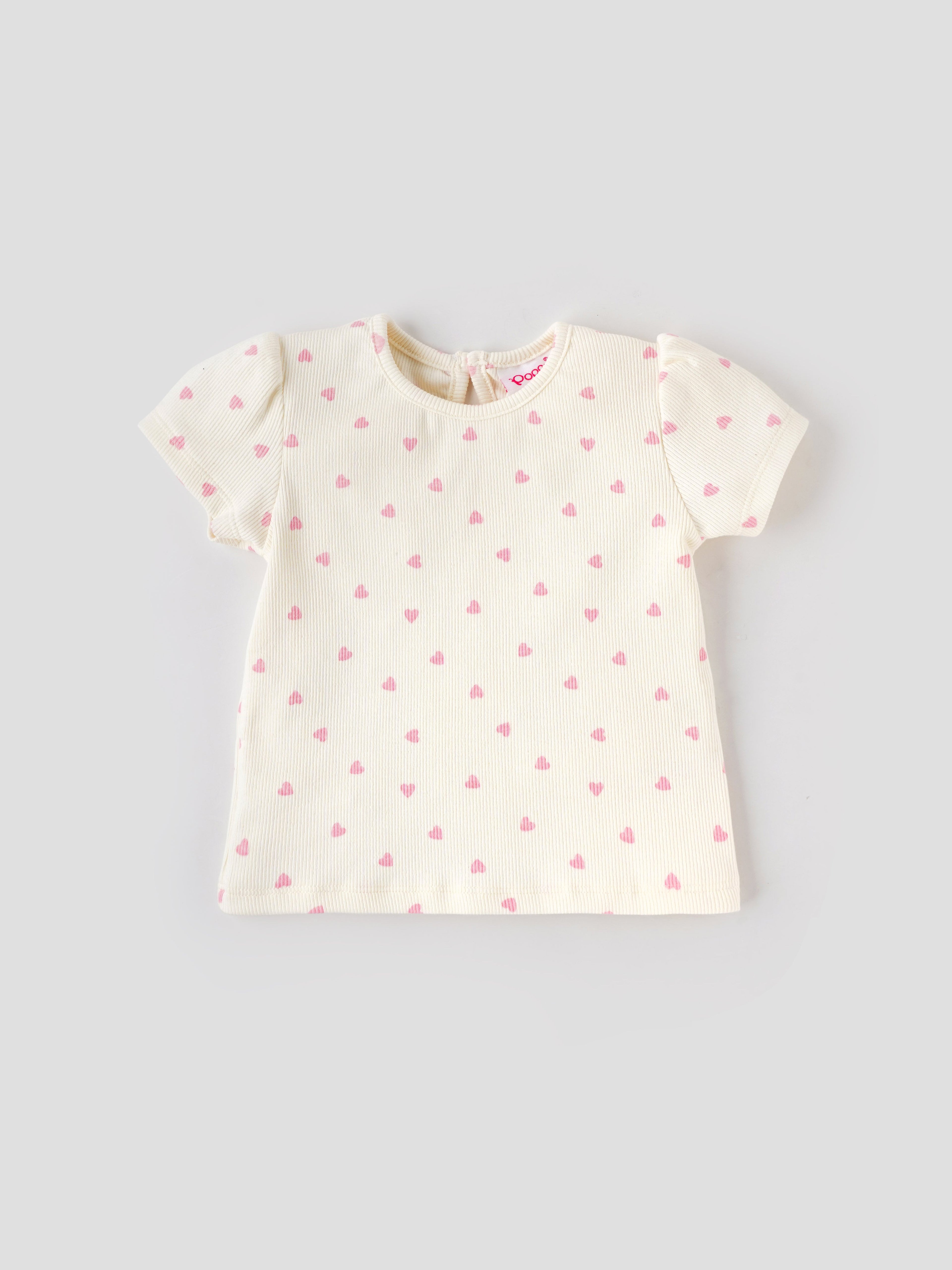 Popees Short Sleeve Heart Print Top (0-9 Months) for Baby Girls