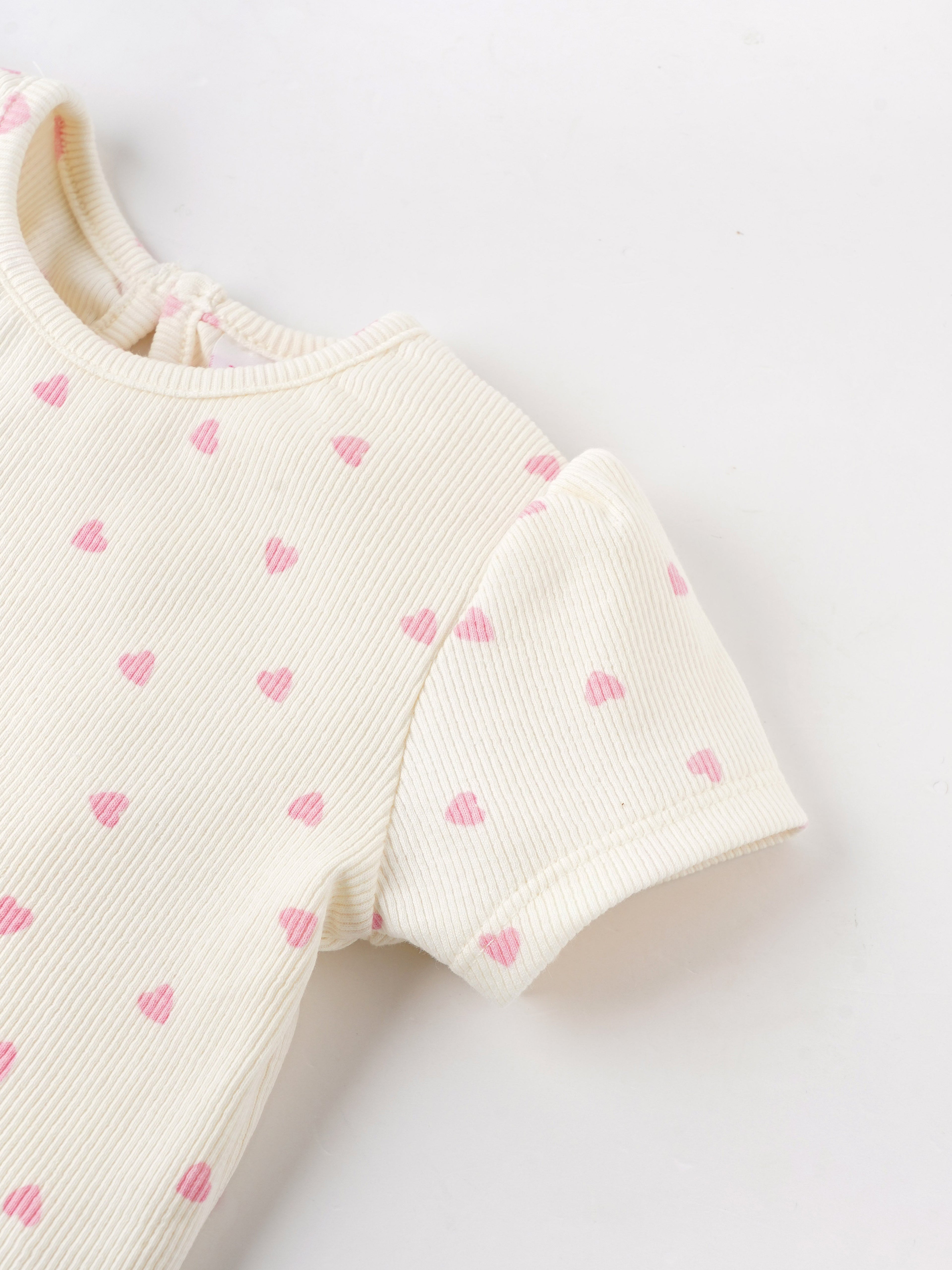 Popees Short Sleeve Heart Print Top (0-9 Months) for Baby Girls
