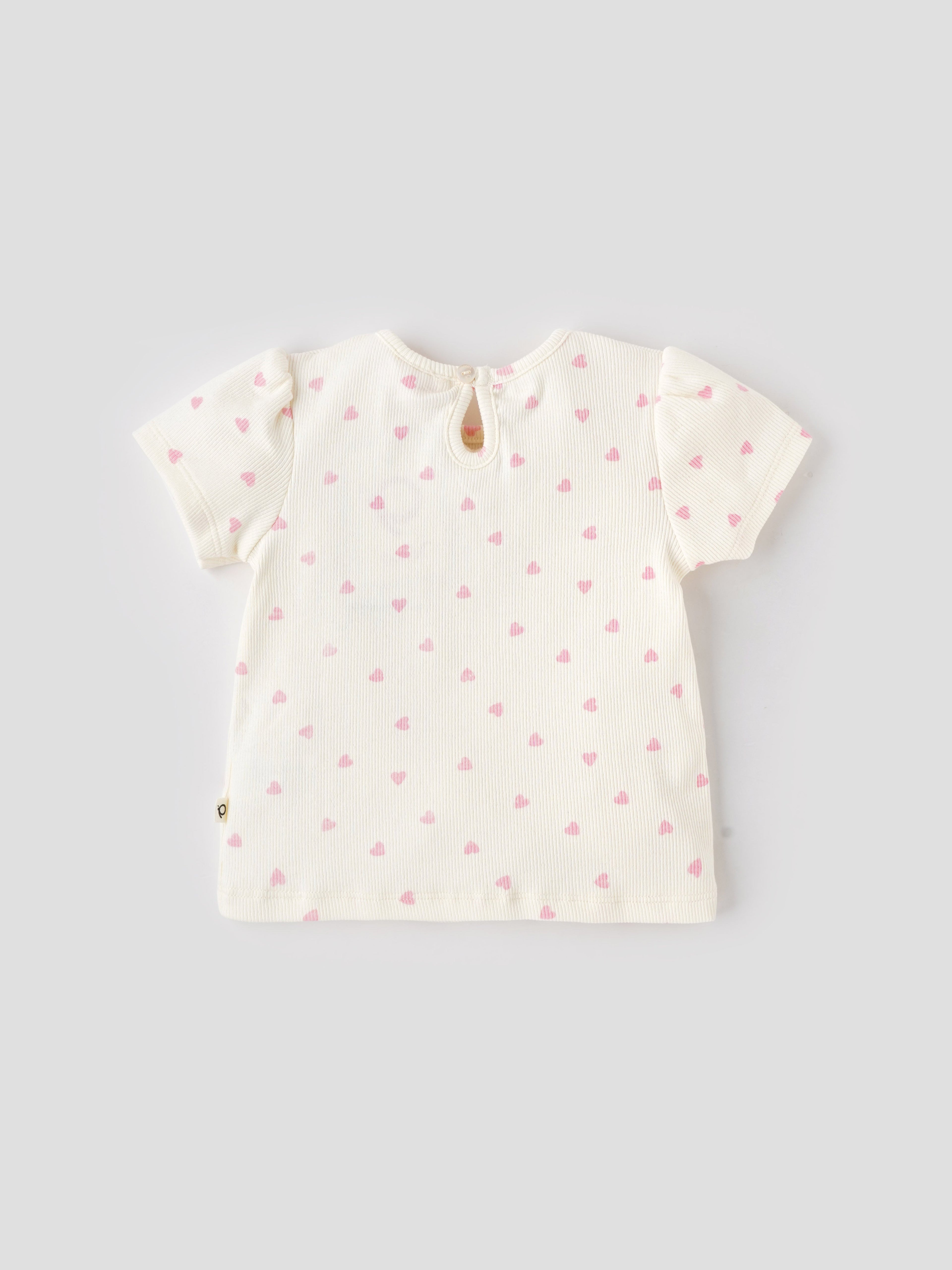 Popees Short Sleeve Heart Print Top (0-9 Months) for Baby Girls