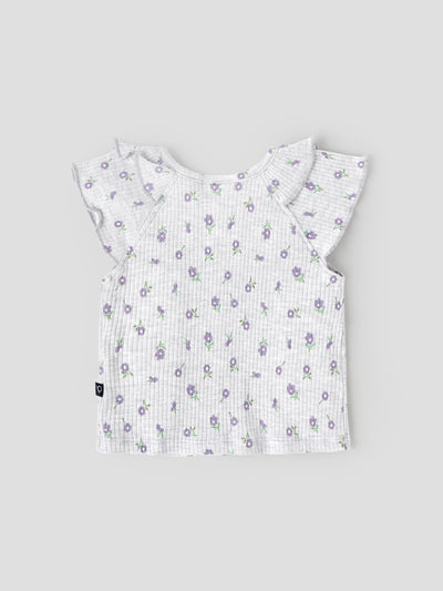 Popees Floral Printed Half Sleeve Front Open Top (0–9 Months) for Baby Girls