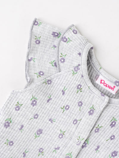 Popees Floral Printed Half Sleeve Front Open Top (0–9 Months) for Baby Girls