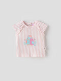 Popees Striped Short Sleeve (0–9 Months) Cute Bird Printed Top for Baby Girls