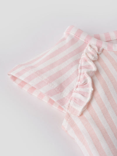 Popees Striped Short Sleeve (0–9 Months) Cute Bird Printed Top for Baby Girls