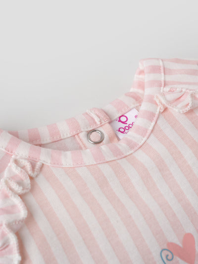 Popees Striped Short Sleeve (0–9 Months) Cute Bird Printed Top for Baby Girls