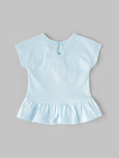 Popees Short Sleeve (0–9 Months) Chest Printed Top for Newborn Girls