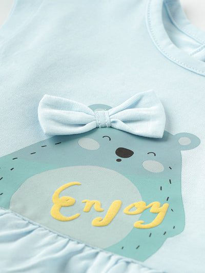 Popees Short Sleeve (0–9 Months) Chest Printed Top for Newborn Girls