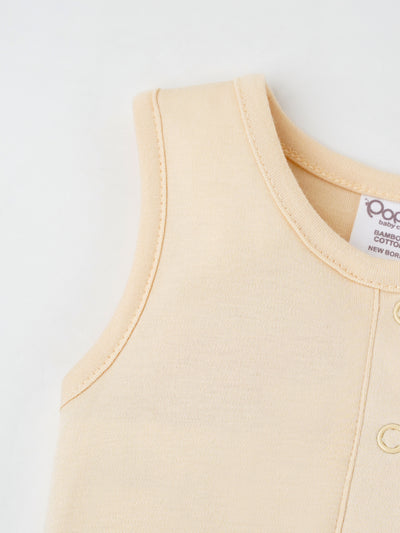Popees Unisex Sleeve Less Front Open Bodysuit (0-6 Months) Made of Organic Bamboo Cotton Fabric