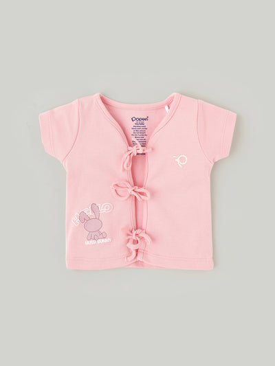 Popees Half Sleeve Printed Front Open Jhabla (0-6 Months) for Babies