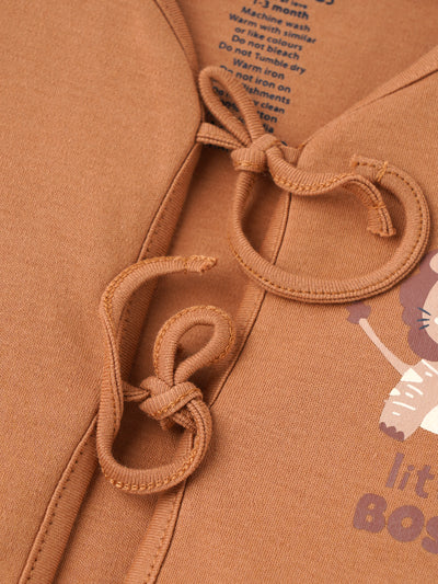 Popees Half Sleeve Printed Front Open Jhabla (0-3 Months) for Babies