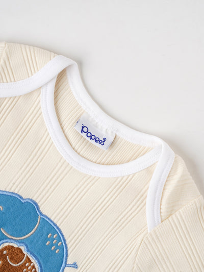 Popees Ribbed Elephant Print Romper (0–6 Months) for Newborn Babies
