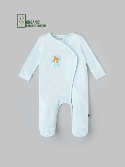 Popees Unisex Full-Sleeve Front Open Sleepsuit (0-9 Months) Made of Organic Bamboo Cotton Fabric