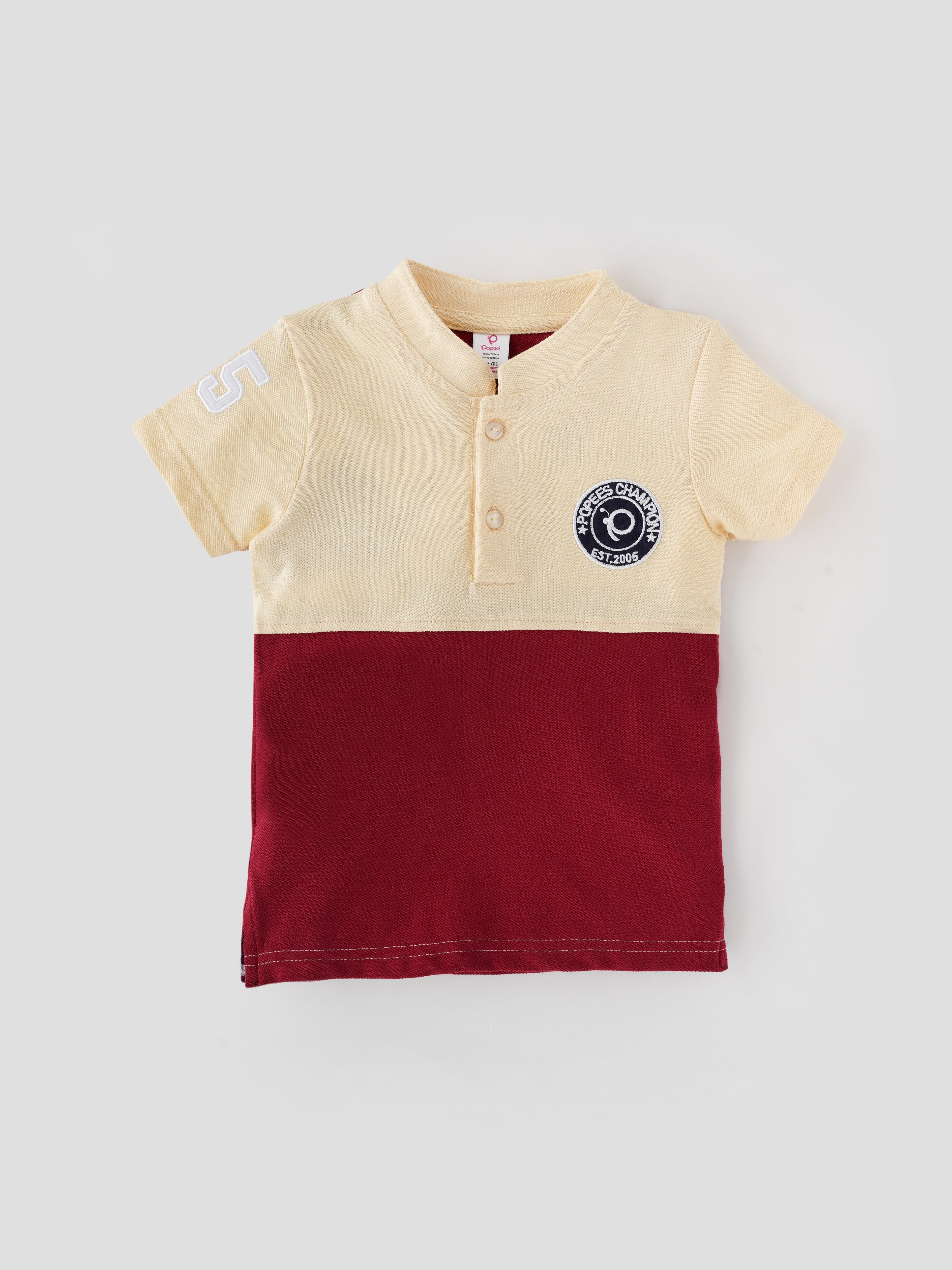 Popees Stylish Half Sleeve Henley T-Shirt (1–8 Years) for Boys