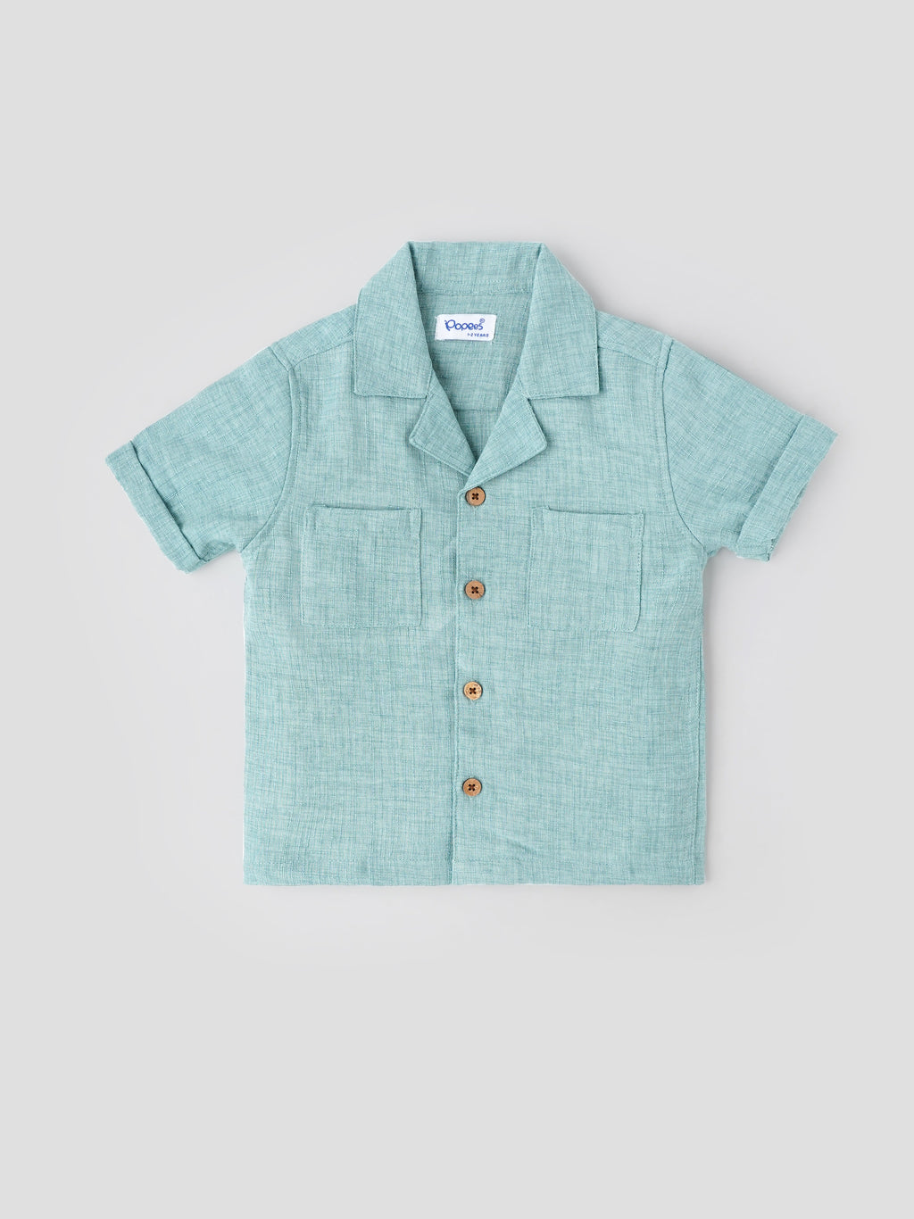 Popees Stylish Summer Shirt Cotton-Linen Feel with Wooden Buttons (1-6 Years)for Baby Boys