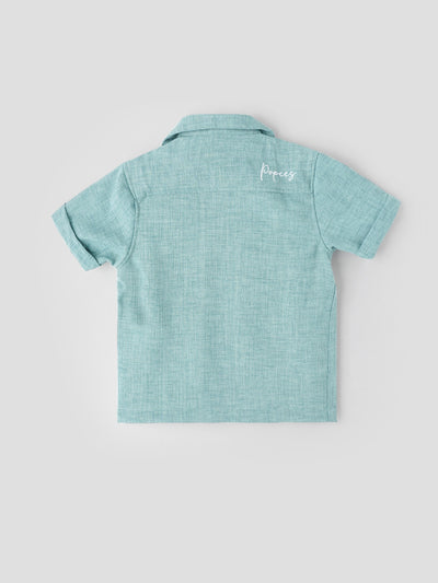 Popees Stylish Summer Shirt Cotton-Linen Feel with Wooden Buttons (1-6 Years)for Baby Boys