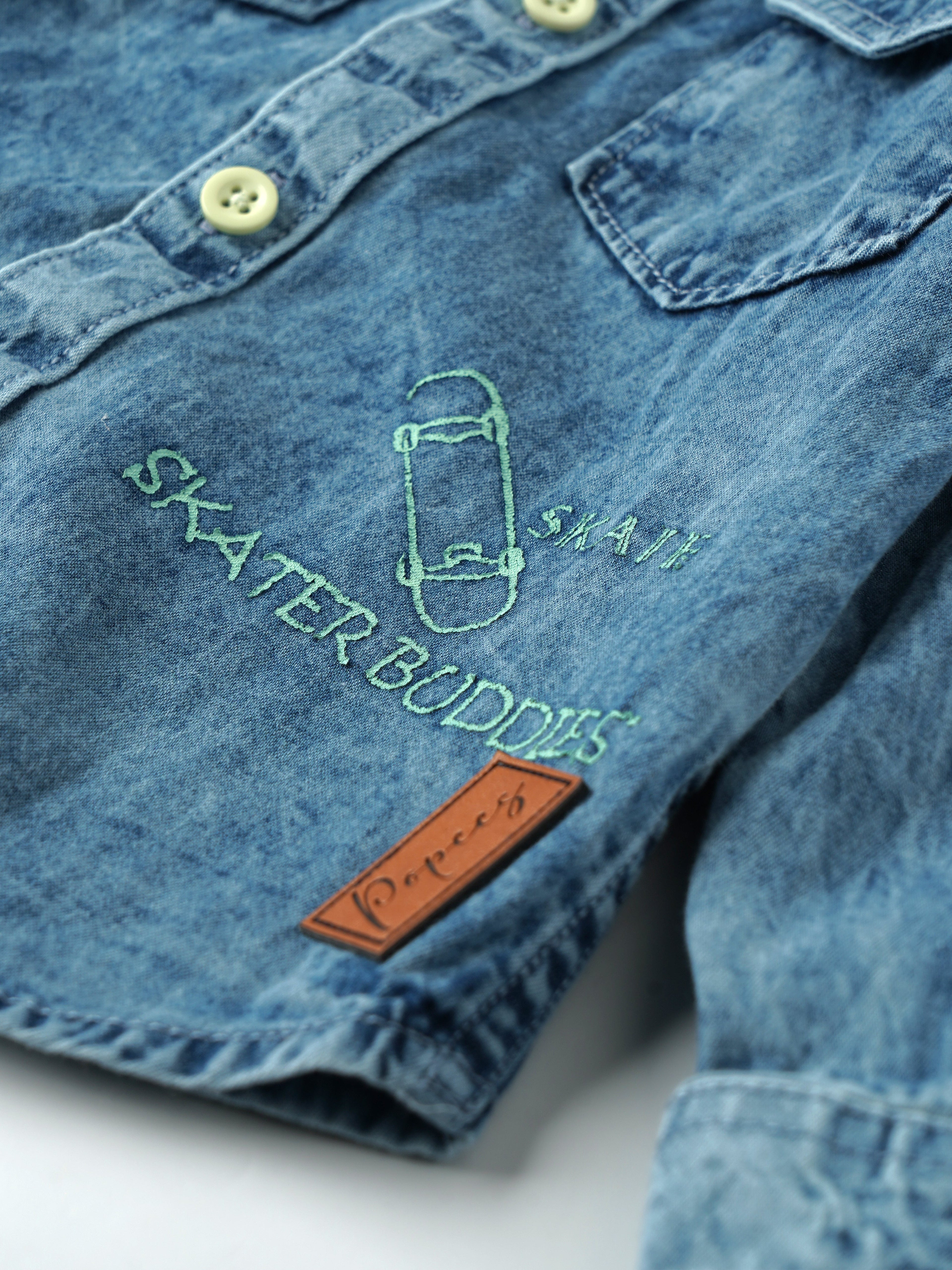 Popees Stylish Full Sleeve Denim shirt (1-8 Years) for Boys