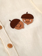 Popees Baby Boys Solid Cotton Shirt | Cream Half Sleeve Mandarin Collar Casual Shirt | 9 Months - 4 Years