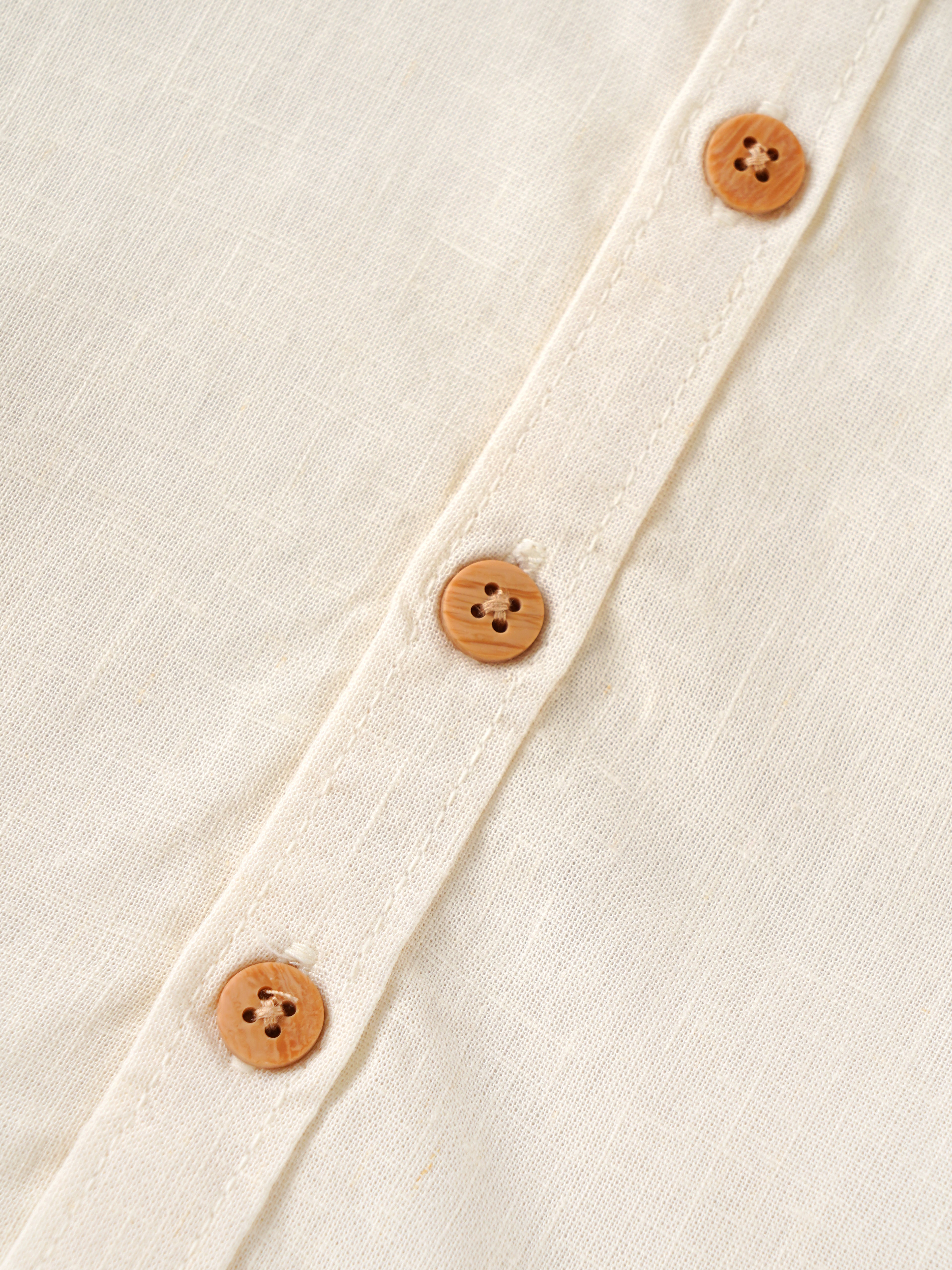 Popees Baby Boys Solid Cotton Shirt | Cream Half Sleeve Mandarin Collar Casual Shirt | 9 Months - 4 Years