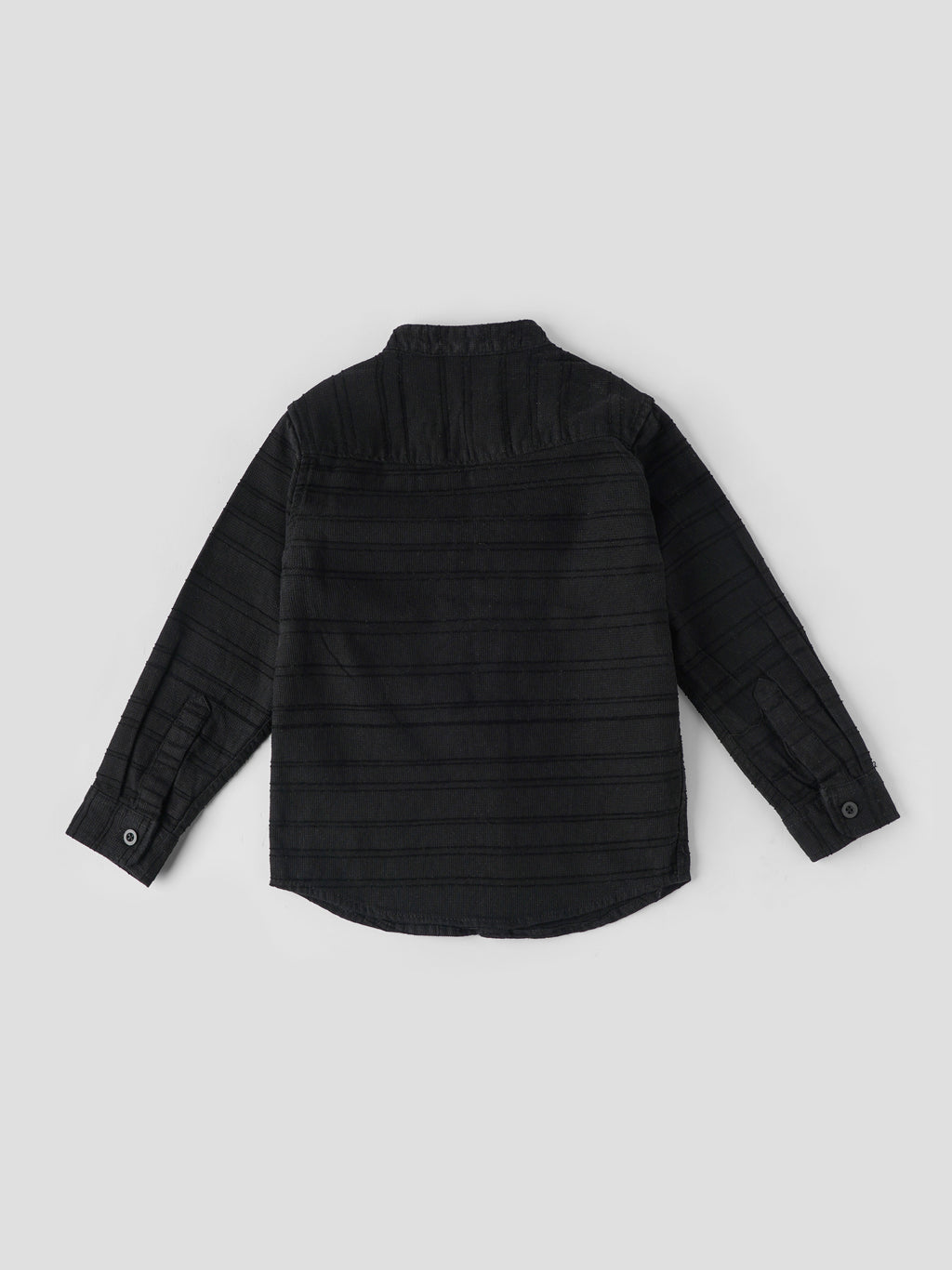 Popees Textured Black Full Sleeve Shirt With Mandarin Collar (1–6 Years) for Boys