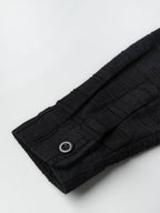 Popees Textured Black Full Sleeve Shirt With Mandarin Collar (1–6 Years) for Boys