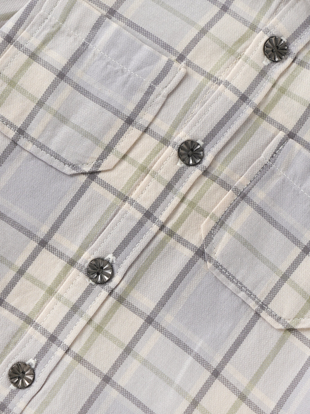 Baby Boys Checked Full Sleeve Cotton Shirt with Front Pocket| Grey| 9 Months to 4 Years