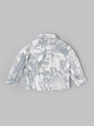 Popees Boys Full Sleeve Printed Shirt| Light Grey Abstract Design | Regular Fit | 9 Months to 4 Years