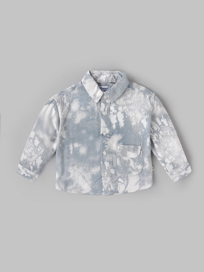 Popees Boys Full Sleeve Printed Shirt| Light Grey Abstract Design | Regular Fit | 9 Months to 4 Years