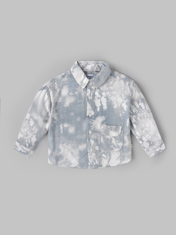 Popees Boys Full Sleeve Printed Shirt| Light Grey Abstract Design | Regular Fit | 9 Months to 4 Years