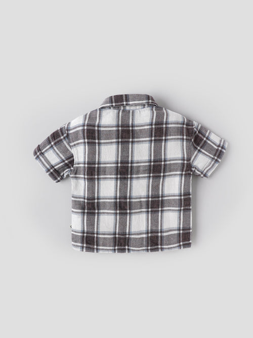 Popees Baby Boys Checked Cotton Shirt | Short Sleeve Plaid | 9M–4Y