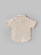 Popees Baby Boys Beige Textured Cotton Casual Shirt with Collar & Pocket| 9 Months–4 Years