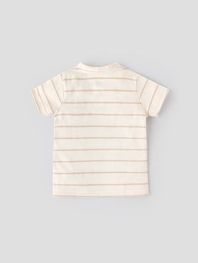 Popees Striped Half Sleeve Henley Neck T-Shirt (1-6 Years) for Baby Boys