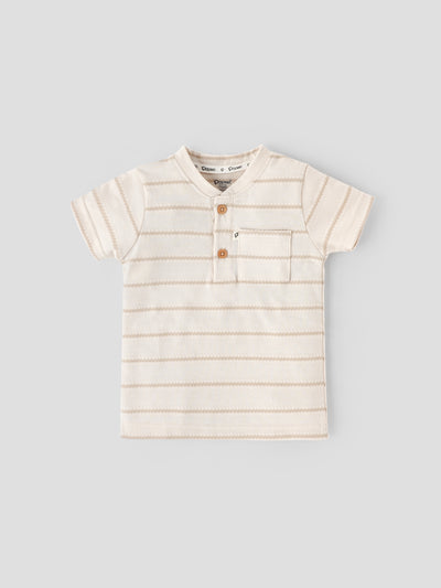 Popees Striped Half Sleeve Henley Neck T-Shirt (1-6 Years) for Baby Boys