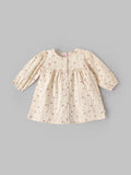 Popees Baby Girls Floral Cotton Dress |Cream Printed Long Sleeve A-Line Outfit (9 Months–4 Years)