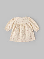 Popees Baby Girls Floral Cotton Dress |Cream Printed Long Sleeve A-Line Outfit (9 Months–4 Years)
