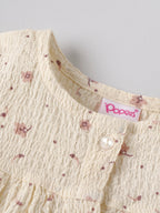Popees Baby Girls Floral Cotton Dress |Cream Printed Long Sleeve A-Line Outfit (9 Months–4 Years)
